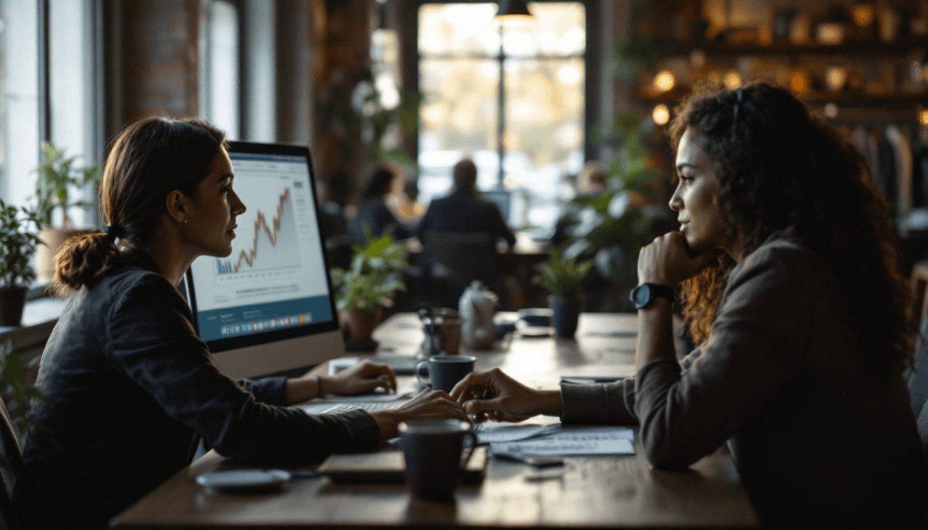 Small business owner analyzing website conversion rates
